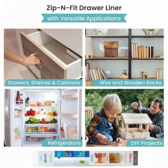 Adhesive Zip-N-Fit Solid Grip Drawer and Shelf Non-Slip Liner, 18" x 4', Ribbed - Picture 4 of 7